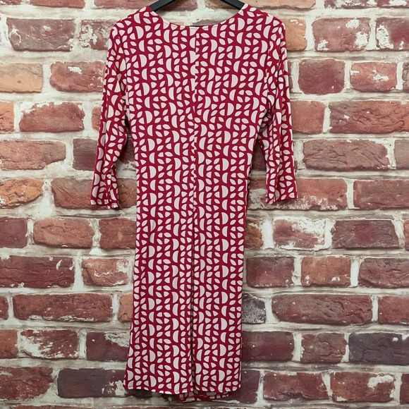 LAUNDRY SHELLI SEGAL WOMEN'S DARK PINK & WHITE ABSTRACT ZIP UP DRESS - Picture 2 of 8